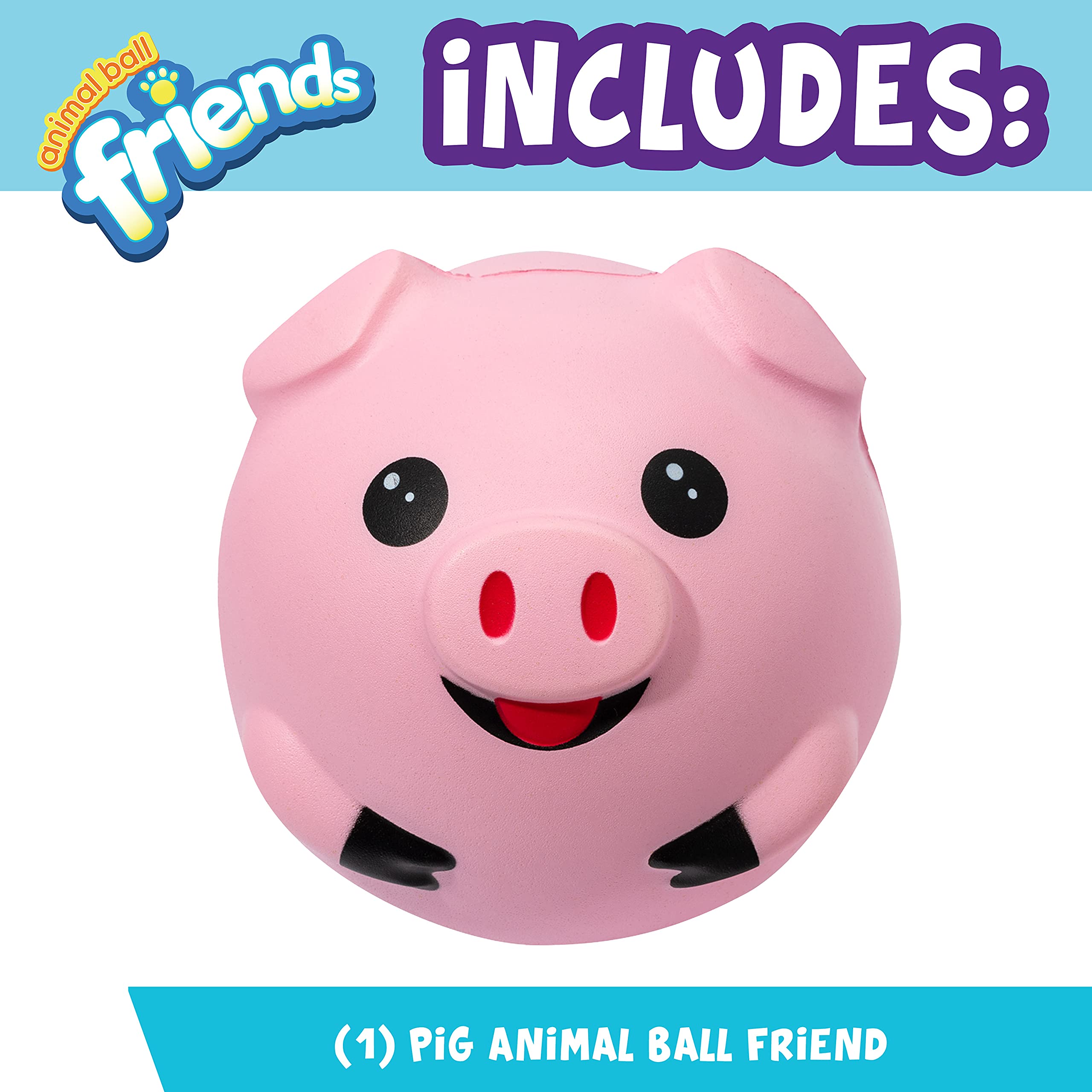 Franklin Sports Animal Ball Friends - 6 Inch Soft Foam Balls for Kids - Pink Pig Squishy Toy for Indoor/Outdoor Play, Toddler Sensory Toys, Birthday Gifts & Party Favors