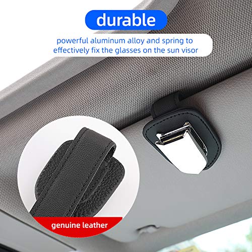 Premium Leather Sunglasses Holder for Car Visor - 2 Pack Black - Universal Fit for BMW & All Vehicles - Perfect for Driving, Road Trips & Outdoor Adventures