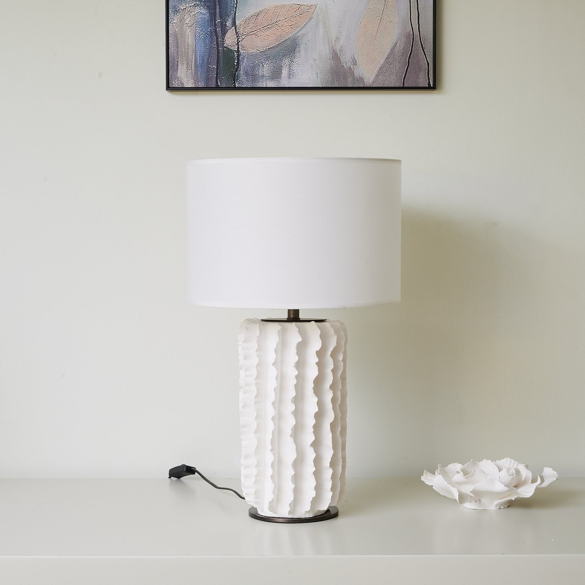 Arroyo Sculpted Ceramic Table Lamp - Modern Home Decor Lighting for Living Room, Bedroom & Office - Handcrafted Ceramic Lamp with Natural Texture & Warm Glow
