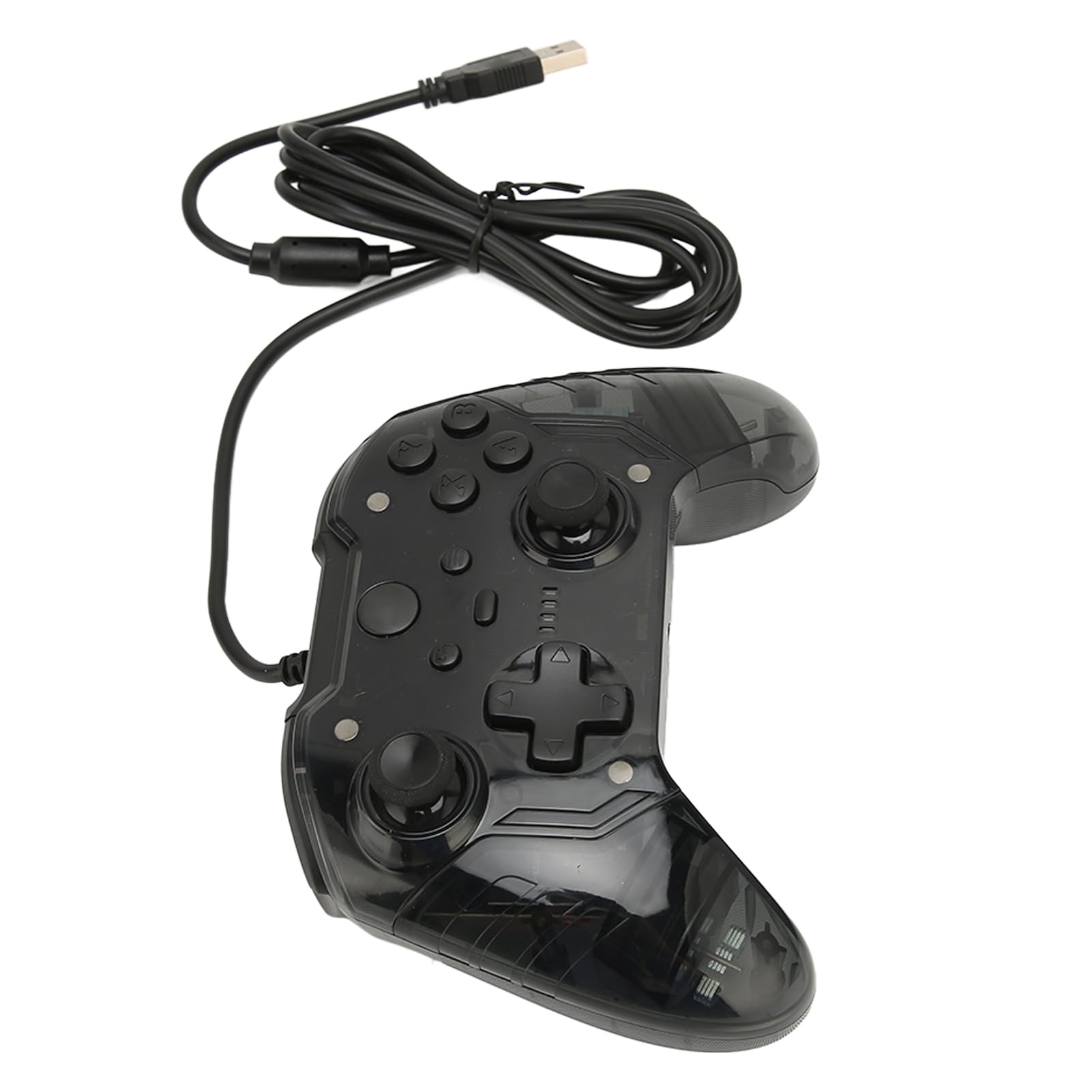 Wireless Gaming Controller with Dual Vibration, Ergonomic Gamepad Joystick for PC/Windows - Durable Transparent Black Case - Perfect for Steam Games, Fortnite & Esports Tournaments