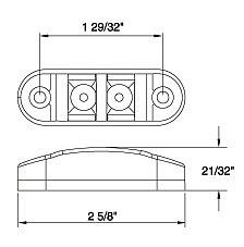 4 LED Oval Oblong Clearance/Side Marker Light with Chrome Bezel - Red Clear Lens for Truck Trailer (2