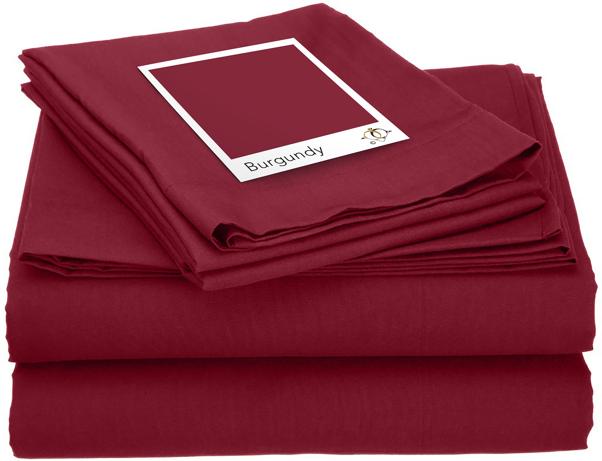 Clara Clark® Premier 2000 Collection Twin Size Bed Sheet Set - Soft Burgundy Red Luxury Sheets for Comfortable Sleep - Perfect for Guest Rooms, Dorms & Cozy Bedrooms