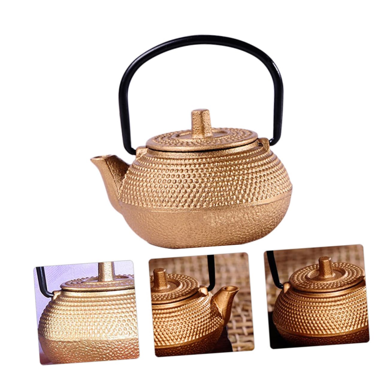 YARDWE Cast Iron Teapot Set - Japanese Tetsubin Style Mini Tea Kettle with Handle for Loose Leaf Tea Brewing | Antique Design Small Teapot for Home, Office & Dollhouse Decor | Perfect for Tea Ceremonies, Gift Giving & Cozy Afternoon Tea