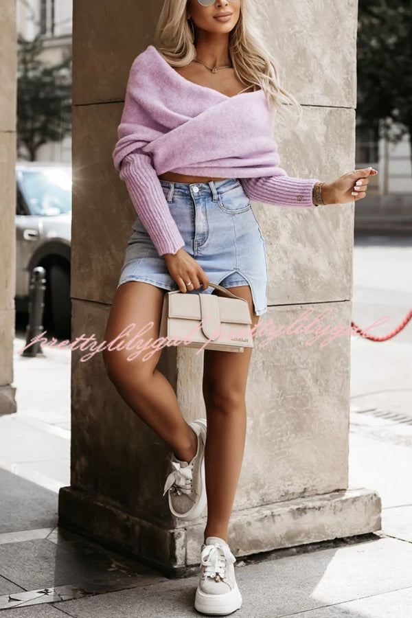 Cozy Two-Way Knit Off-Shoulder Relaxed Poncho Sweater - Perfect for Fall Layering & Casual Outings