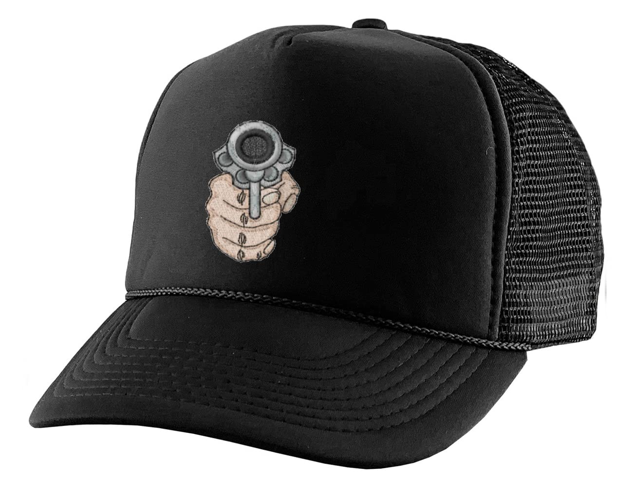 Gun Trucker Hat - Embroidered Hand Guns Lover Cap - Adjustable Snapback for Outdoor, Shooting Range & Casual Wear