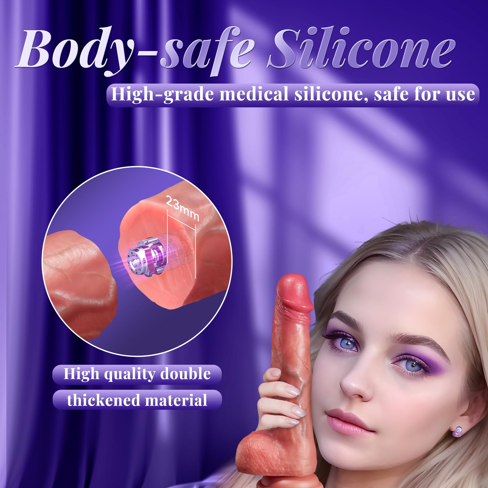 Premium Thrusting Dildo Vibrator with Suction Cup - 10 Thrusting & 3 Vibration Modes for G-Spot & Anal Stimulation - Ultra Soft Silicone Adult Sex Toy for Women & Couples - Perfect for Solo Play, Couples Intimacy & BDSM Exploration