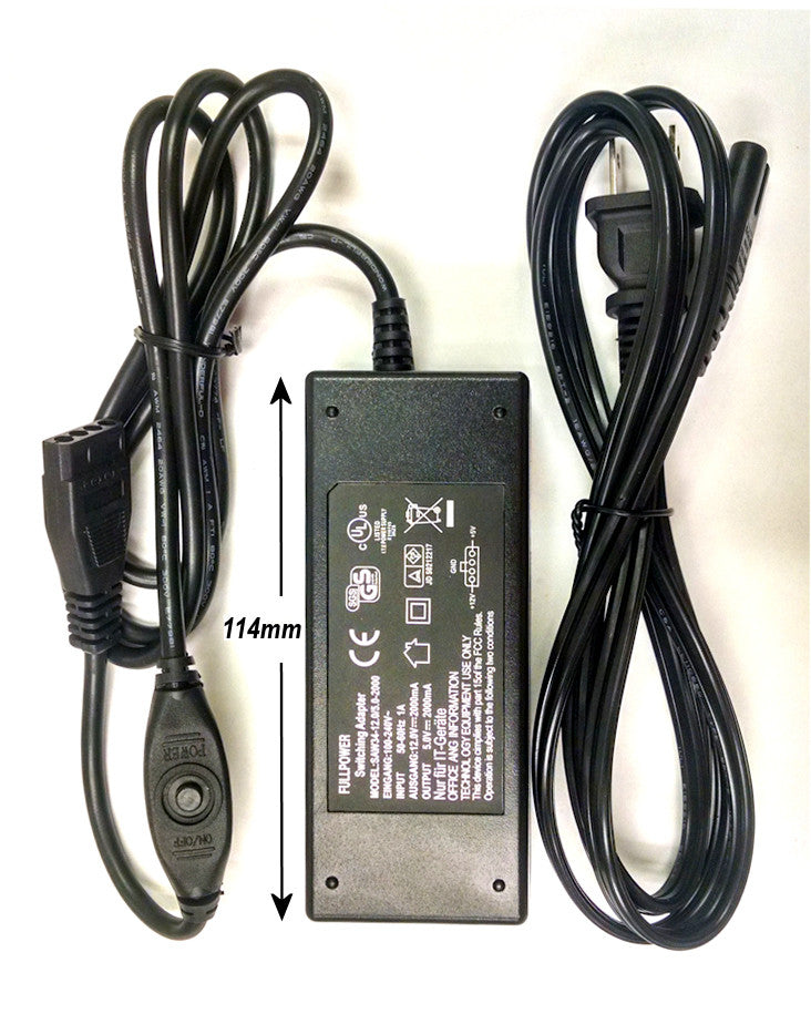 FullPower 100-240V AC to 12V & 5V DC Power Supply Adapter with 4-Pin Molex Connector (2A/2000mA) - On/Off Switch - Ideal for LED Strips, CCTV Cameras, and Home Electronics