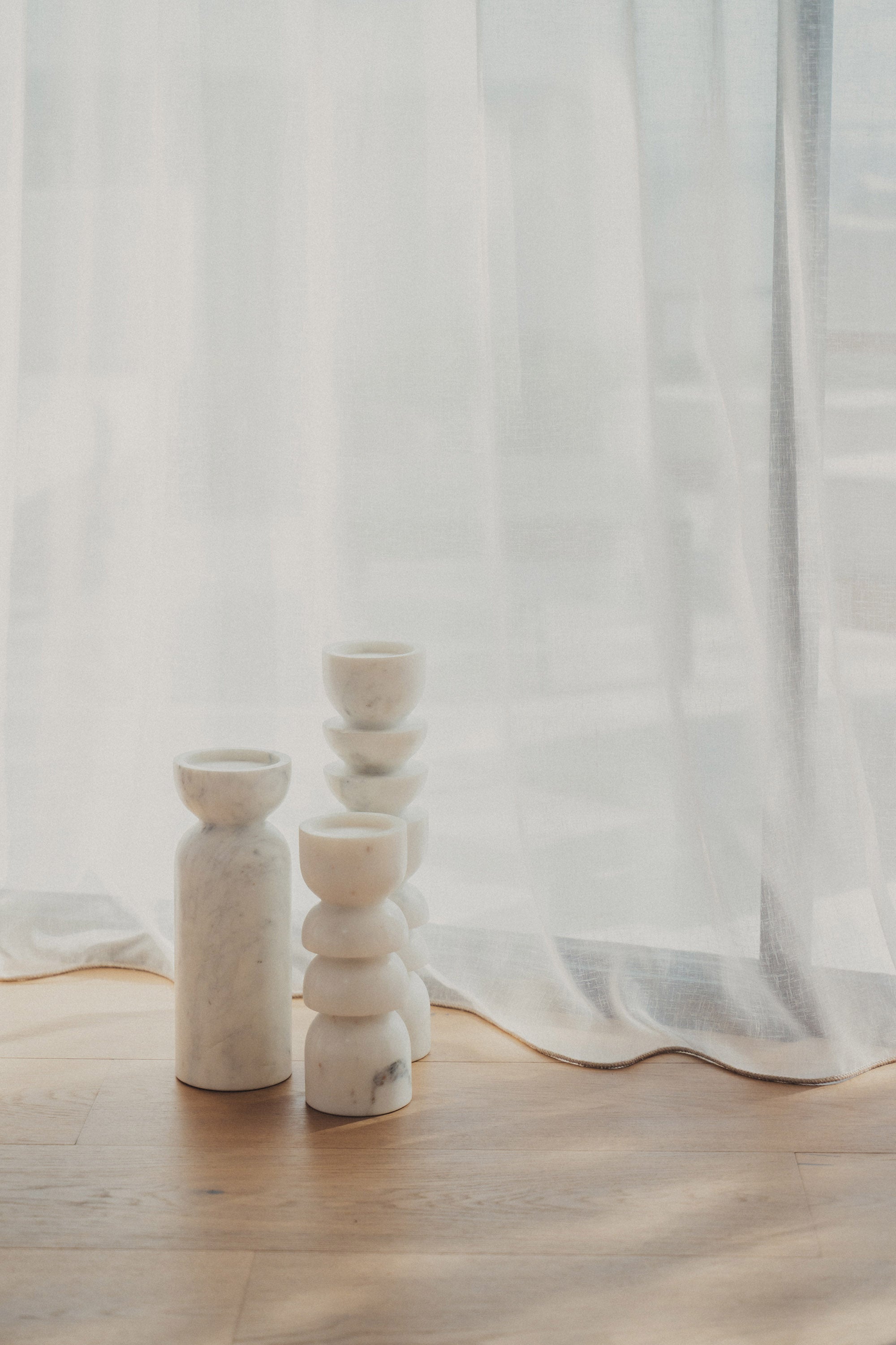 Elegant White Marble Candle Holder - Alev Modern Home Decor for Dining Table, Wedding Centerpiece & Relaxing Spa Ambience