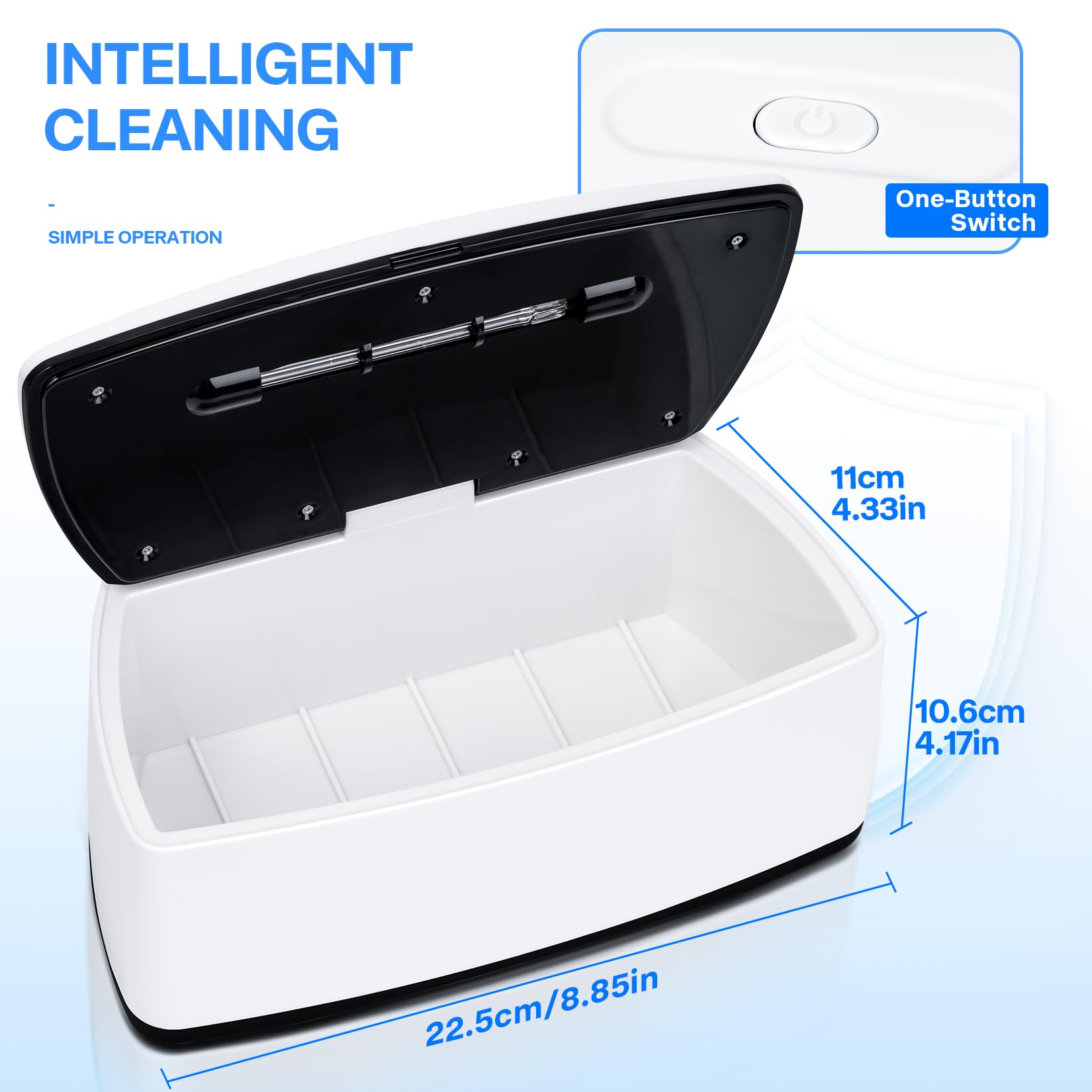 Portable 1L USB Nail Tool Sterilizer - High Temperature Cleaning Box for Manicure Salon, Tattoo Tools, Jewelry, Watches & Phones - Perfect for Salon, Home & Travel Use (White)