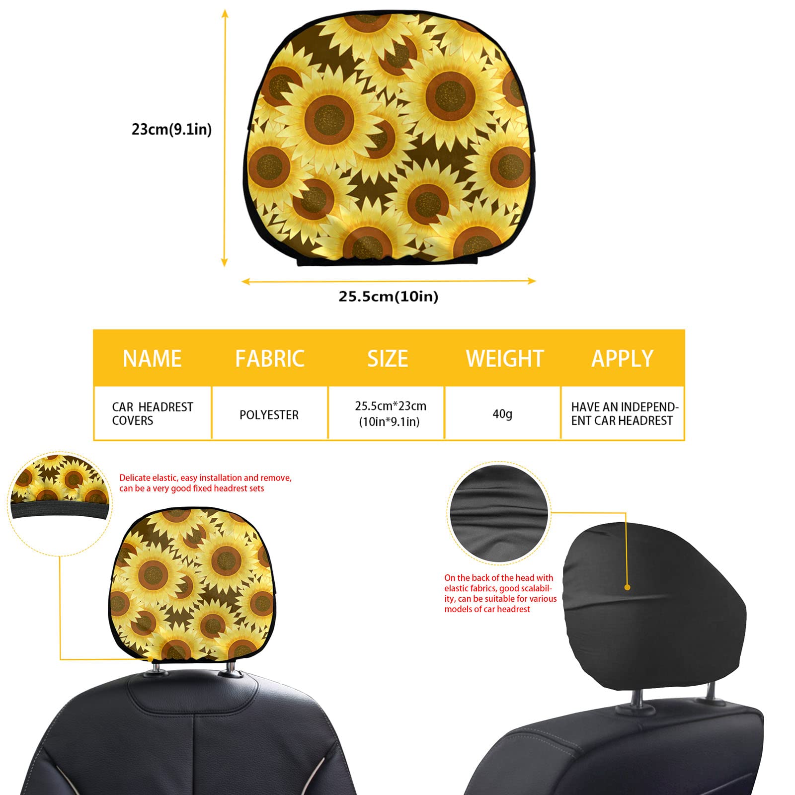 KEIAHUAN Brown Cow Pattern Car Seat Cover Set with Headrest Covers, Steering Wheel Cover, Coasters, Handbrake & Gear Shift Knob Covers for Car, SUV, Van, Truck - Perfect for Road Trips & Daily Commutes