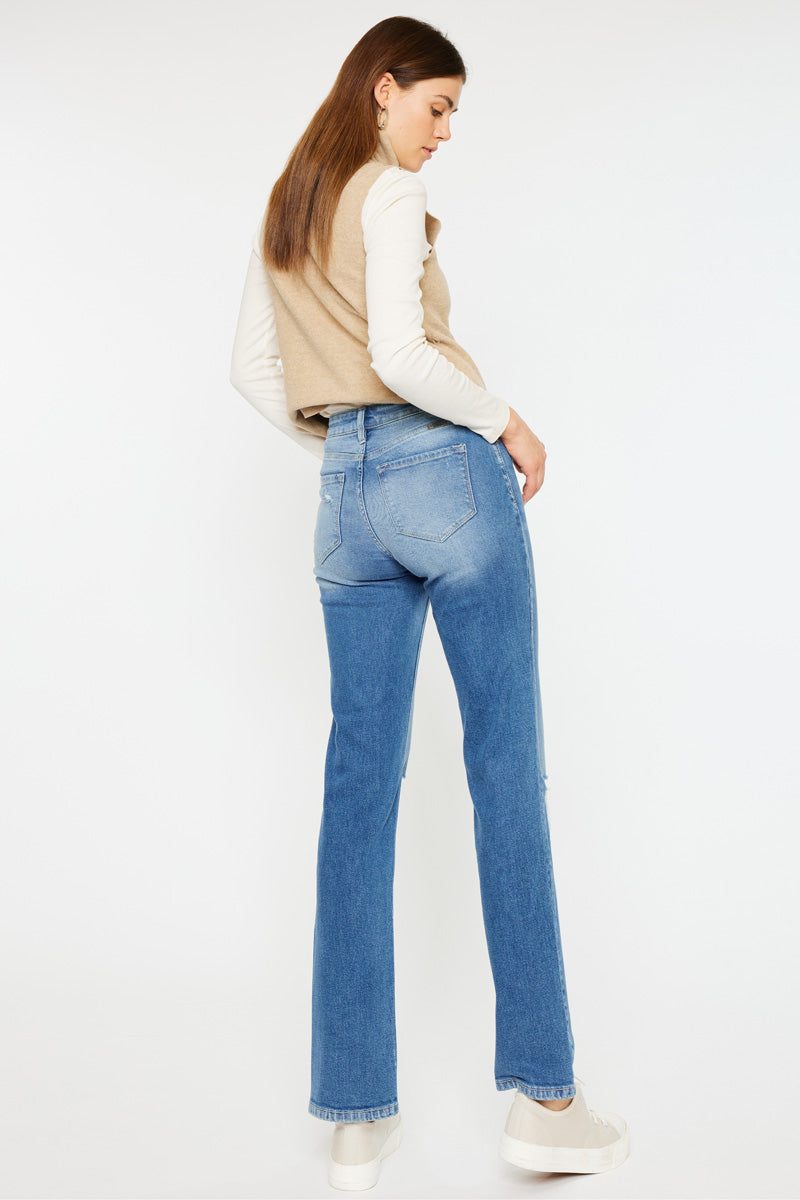 Sultana High Rise Slim Straight Leg Jeans for Women - Stretchy Denim Pants, Comfortable & Flattering Fit - Perfect for Casual Wear, Office & Date Nights