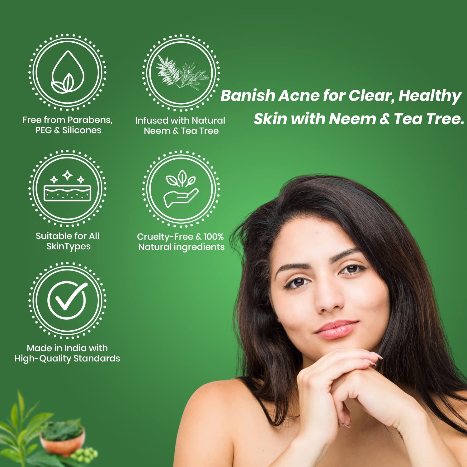Essancia Neem & Tea Tree Face Wash for Acne-Prone Skin - 100ml Deep Cleansing & Purifying Formula | Paraben-Free, Silicone-Free | Men & Women | Daily Skincare Routine & Post-Workout Refresh