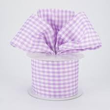 Gingham Check Wired Edge Ribbon - 2.5 Inch x 10 Yards - Lavender and White Decorative Ribbon for Gift Wrapping, DIY Crafts, Wedding Decorations, and Party Favors