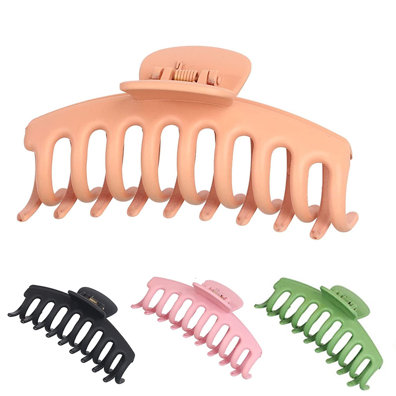 EPARTY 4-Pack Large Hair Claw Clips for Women - Strong Hold Matte Hair Clips for Thin, Thick & Curly Hair - Perfect for Updos, Ponytails & Everyday Hairstyles