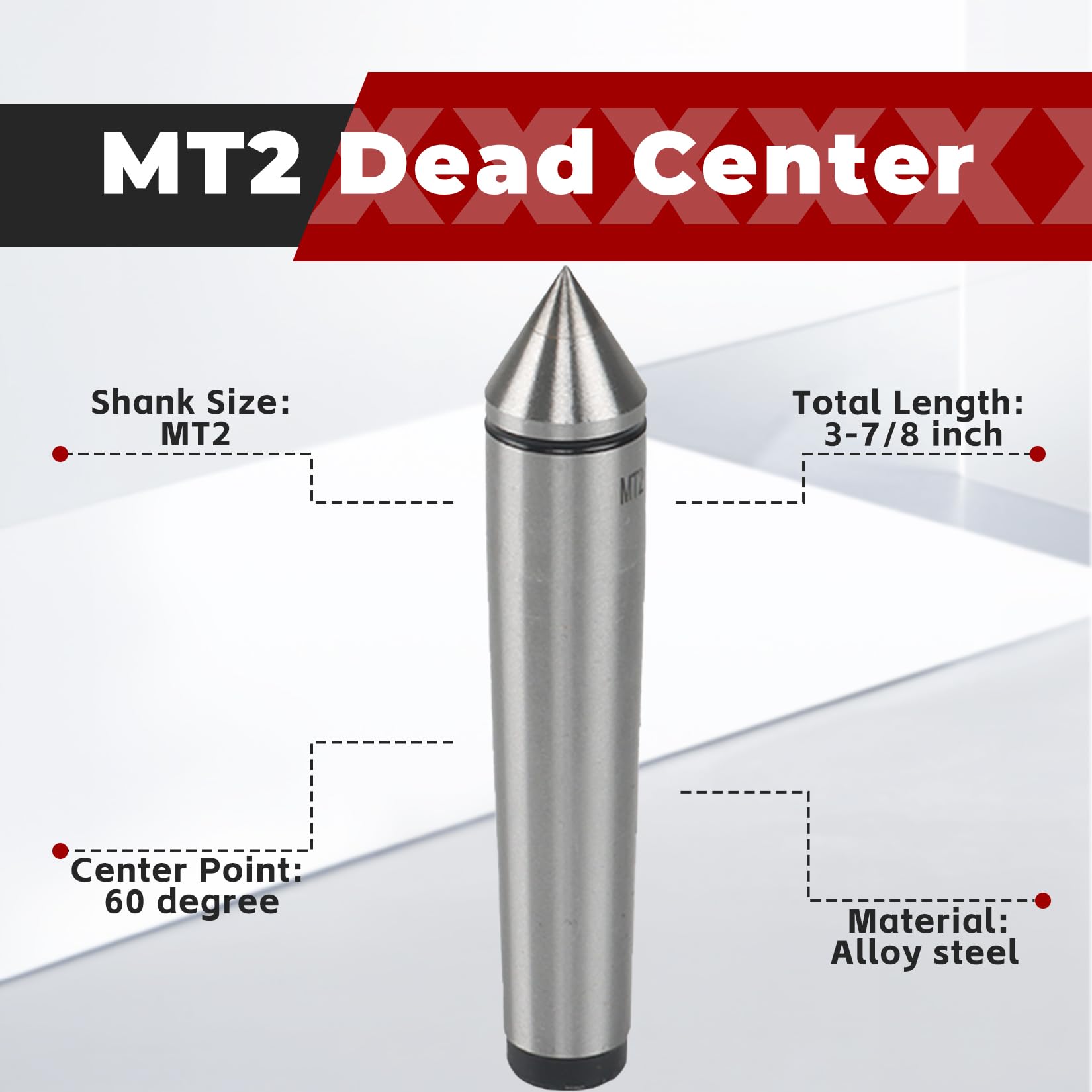 MT2 Carbide Tipped Dead Center 60 Degree Lathe Tool - High Precision Machining Center for Lathe, Drill & Grinder | Perfect for Metalworking, Woodturning & Engineering Projects