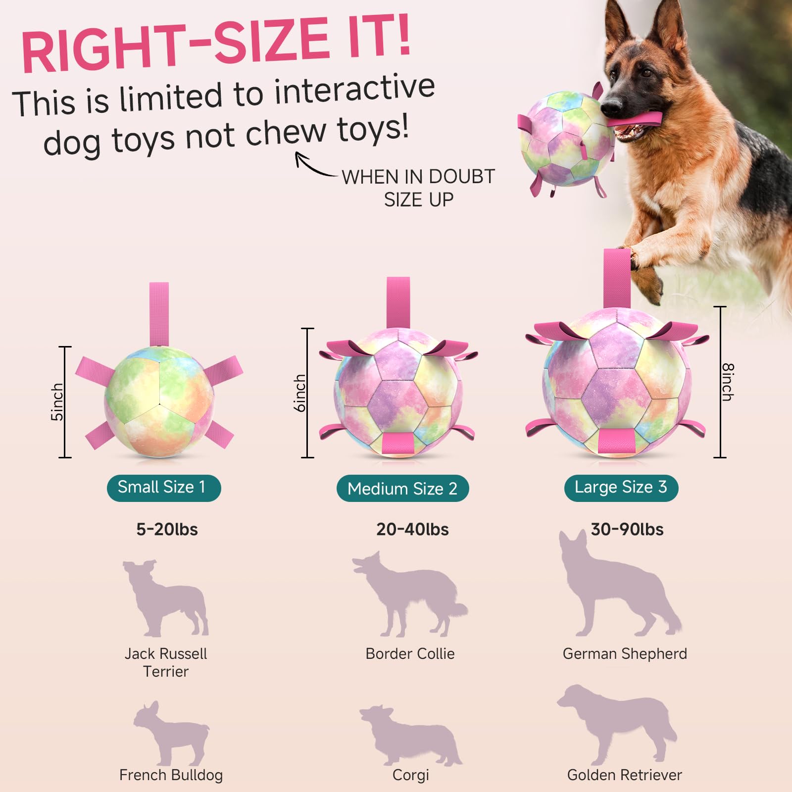Durable 6-Inch Dog Soccer Ball with Straps - Interactive Water Toy for Small & Medium Dogs - Perfect for Tug of War, Fetch & Pool Play - Great Puppy Birthday Gift for Active Dogs