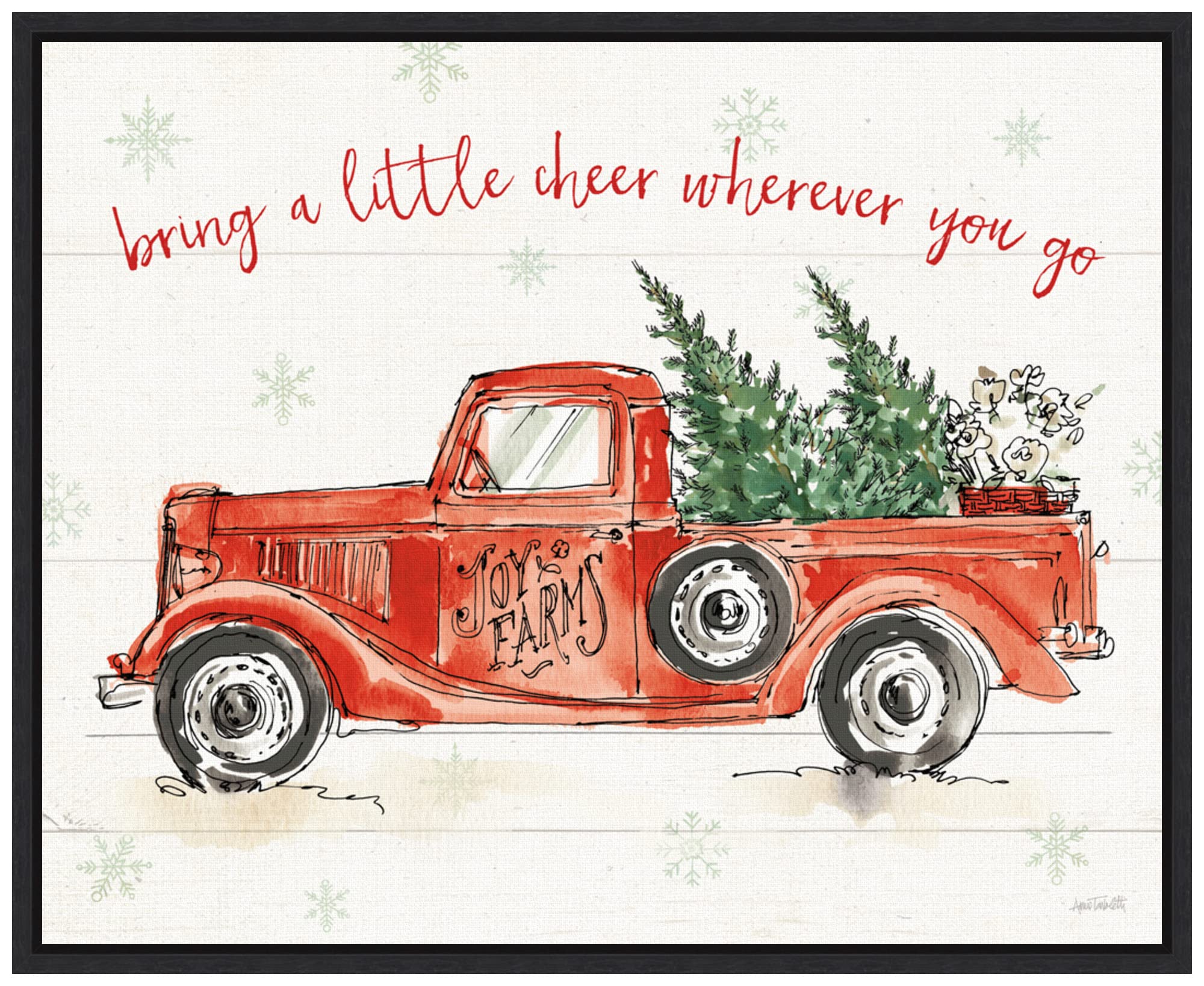 Amanti Art Framed Canvas Wall Art 16x20 - Timeless Farmhouse VIII Christmas by Anne Tavoletti - Holiday Decor, Modern Farmhouse Painting for Living Room, Bedroom, Office - Perfect for Christmas Gifts & Home Decoration