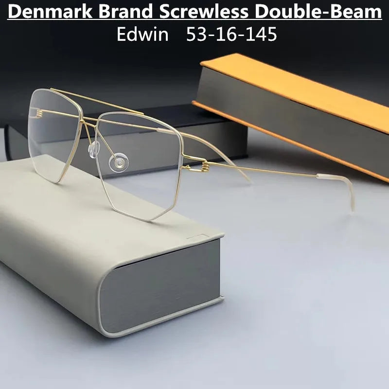 Aimee Unisex Full Rim Square Double Bridge Titanium Eyeglasses 5423 - Lightweight Durable Frame for Men & Women - Perfect for Reading, Working & Fashion Accessories