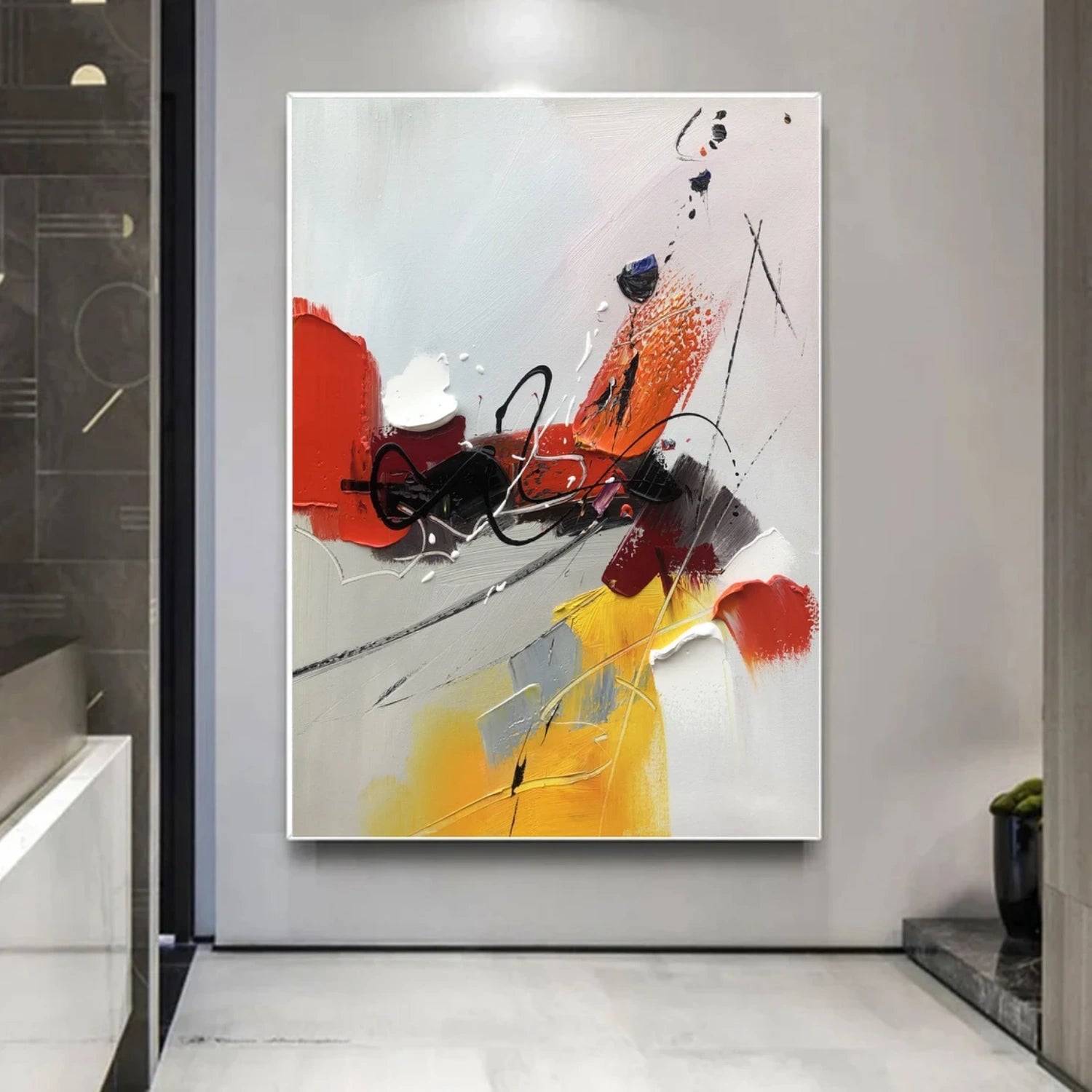 Abstract Texture Painting #AB 326 - Modern Wall Art Decor for Living Room, Bedroom & Office - Handmade Canvas Artwork