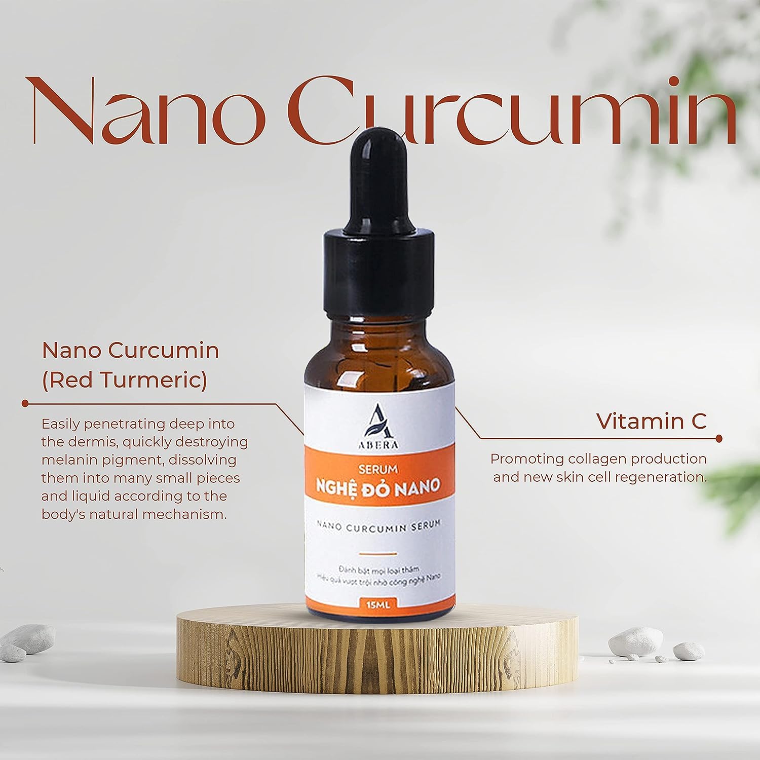 ABERA Nano Turmeric Vitamin C Serum for Face - Brighten Skin, Reduce Dark Spots & Acne Scars, Anti-Aging Skin Care Treatment (0.51 Fl Oz, Pack of 2) | Perfect for Daily Skincare Routine & Nighttime Repair