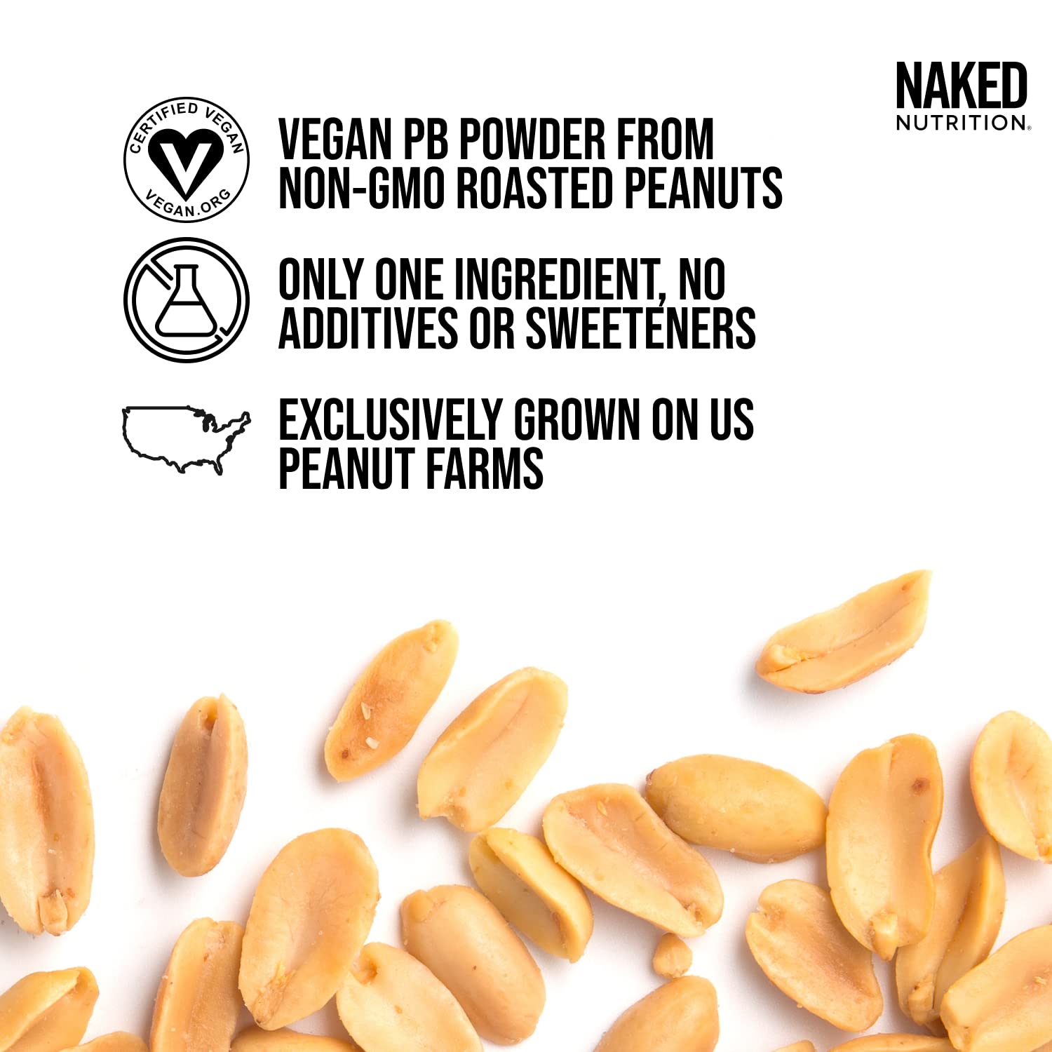 2 LB Powdered Peanut Butter from US Farms – All Natural, Single Ingredient (Roasted Peanuts), Vegan, No Additives, Preservatives or Sweeteners - 76 Servings - NAKED PB - Perfect for Smoothies, Baking & Healthy Snacks