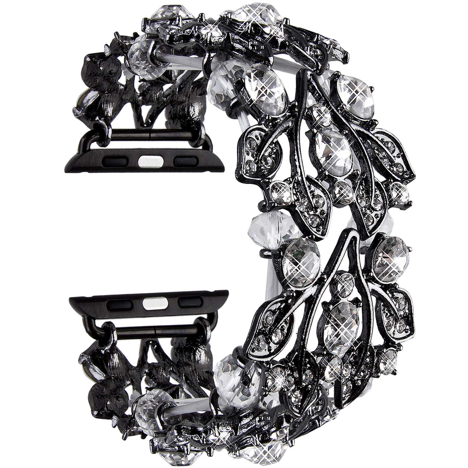 VIQIV Bling Bands Compatible with Apple Watch 38mm 40mm 41mm 42mm 44mm 45mm 49mm - Sparkling Rhinestone Elastic Jewelry Bracelet Strap for Women - Perfect for iWatch Series SE 9 8 7 6 5 4 3 2 Ultra - Elegant Dressy Wristband for Parties, Weddings & Special Occasions