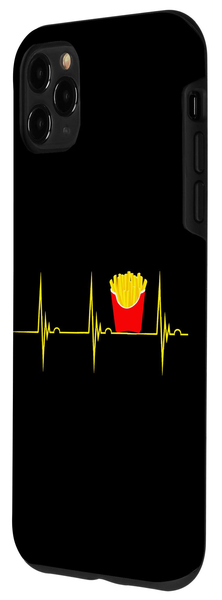 iPhone 11 Pro Max Case - French Fries & Heartbeat ECG Design - Funny Fast Food Themed Phone Cover for Apple iPhone 11 Pro Max - Perfect for Food Lovers, Medical Professionals & Pop Culture Enthusiasts