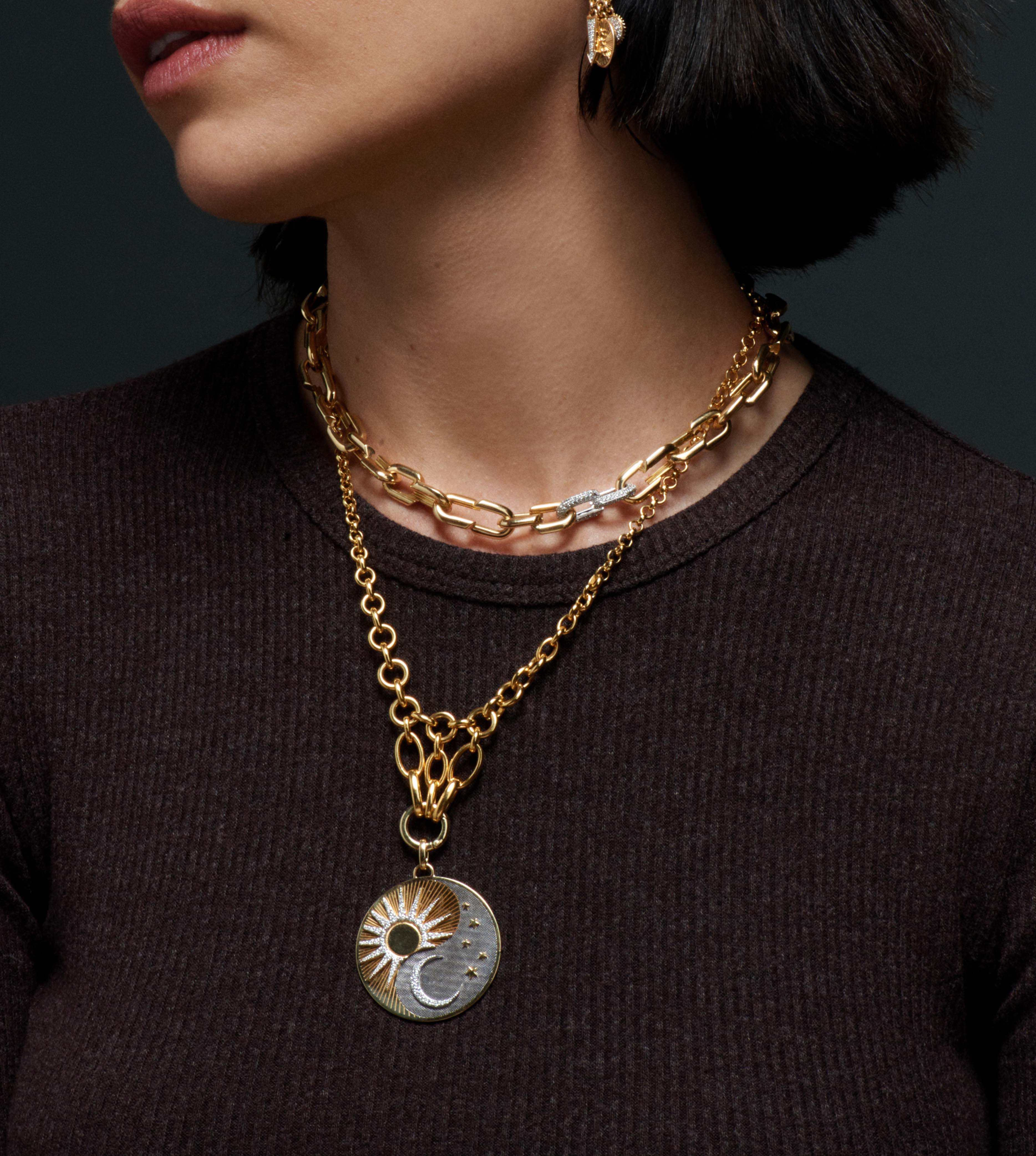 Lattice Chain Necklace in 14K Yellow Gold - Elegant Layering Jewelry for Women, Perfect for Everyday Wear & Special Occasions