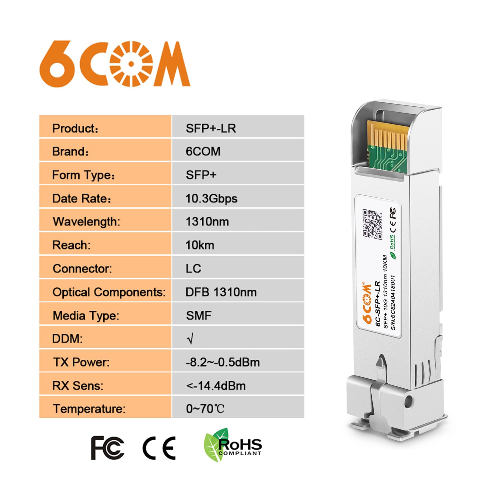 10-Pack 10GBase-LR SFP+ Transceiver Modules - 10G LC Single Mode Fiber Optic for Cisco SFP-10G-LR, Meraki MA-SFP-10GB-LR, Ubiquiti UF-SM-10G - Compatible with Mikrotik, D-Link, Supermicro, Netgear (1310nm, 10km) - Ideal for Data Centers, Enterprise Networks & High-Speed Internet Connections