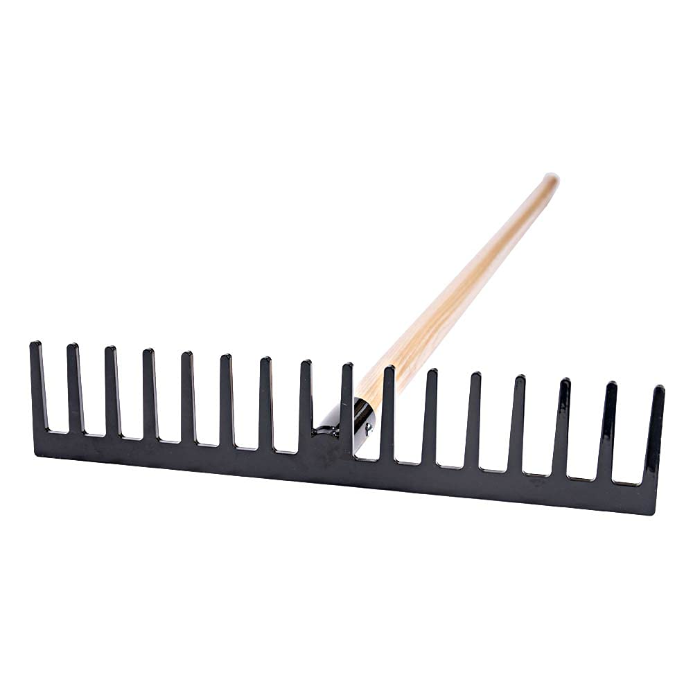 American-Made Steel Landscape Rake with Durable Ash Handle - Heavy Duty Yard Tool for Gardening, Lawn Care, and Soil Leveling