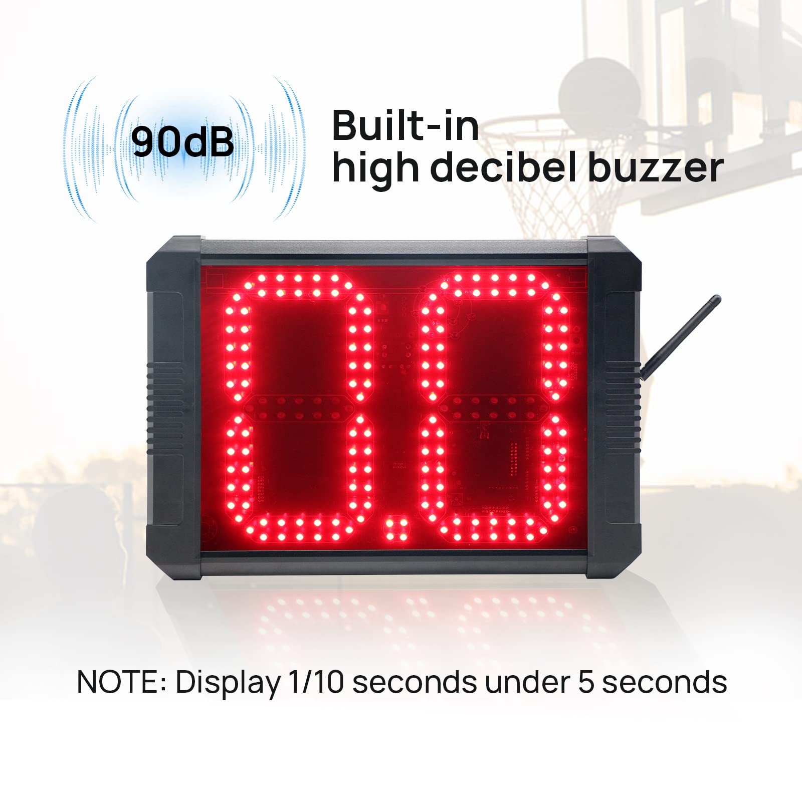 Basketball Shot Clock Timer - 12/24/25/30/35/40/60 Seconds Digital Countdown Timer with Loud Buzzer - Portable Sports Timer for Basketball, Volleyball, Soccer & Training Drills - Perfect for Coaches, Gyms & School Sports