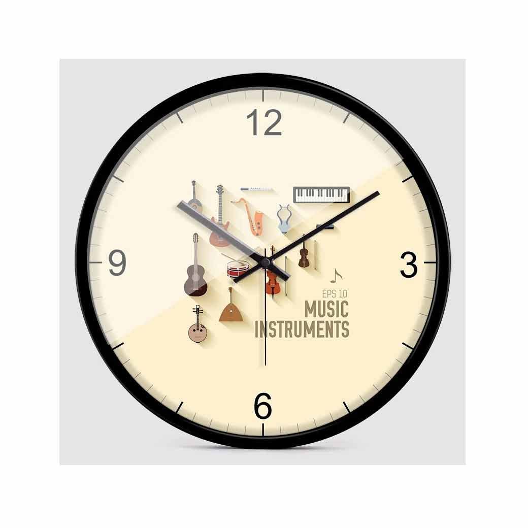 GANFANREN 12-Inch Silent Musical Instrument Wall Clock - Perfect for Home, Music Classroom & Office Decor (Color A)