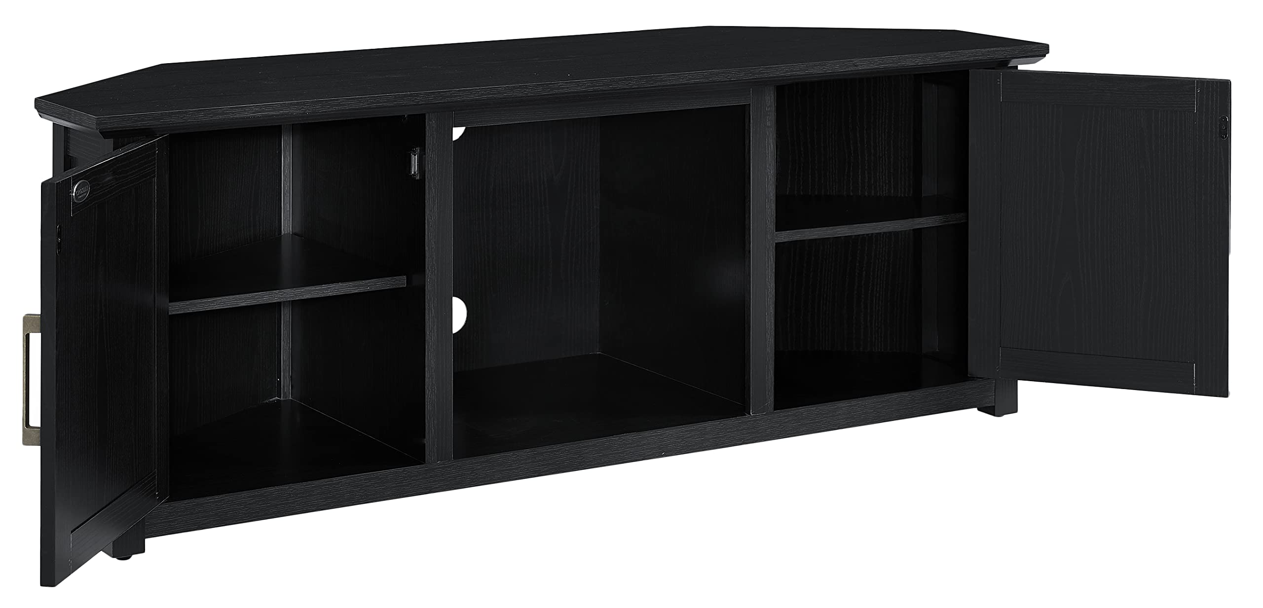 Crosley Camden Corner TV Stand for 65+ Inch TVs - Black Entertainment Center with Storage Shelves | Perfect for Living Room, Bedroom & Home Theater Setup