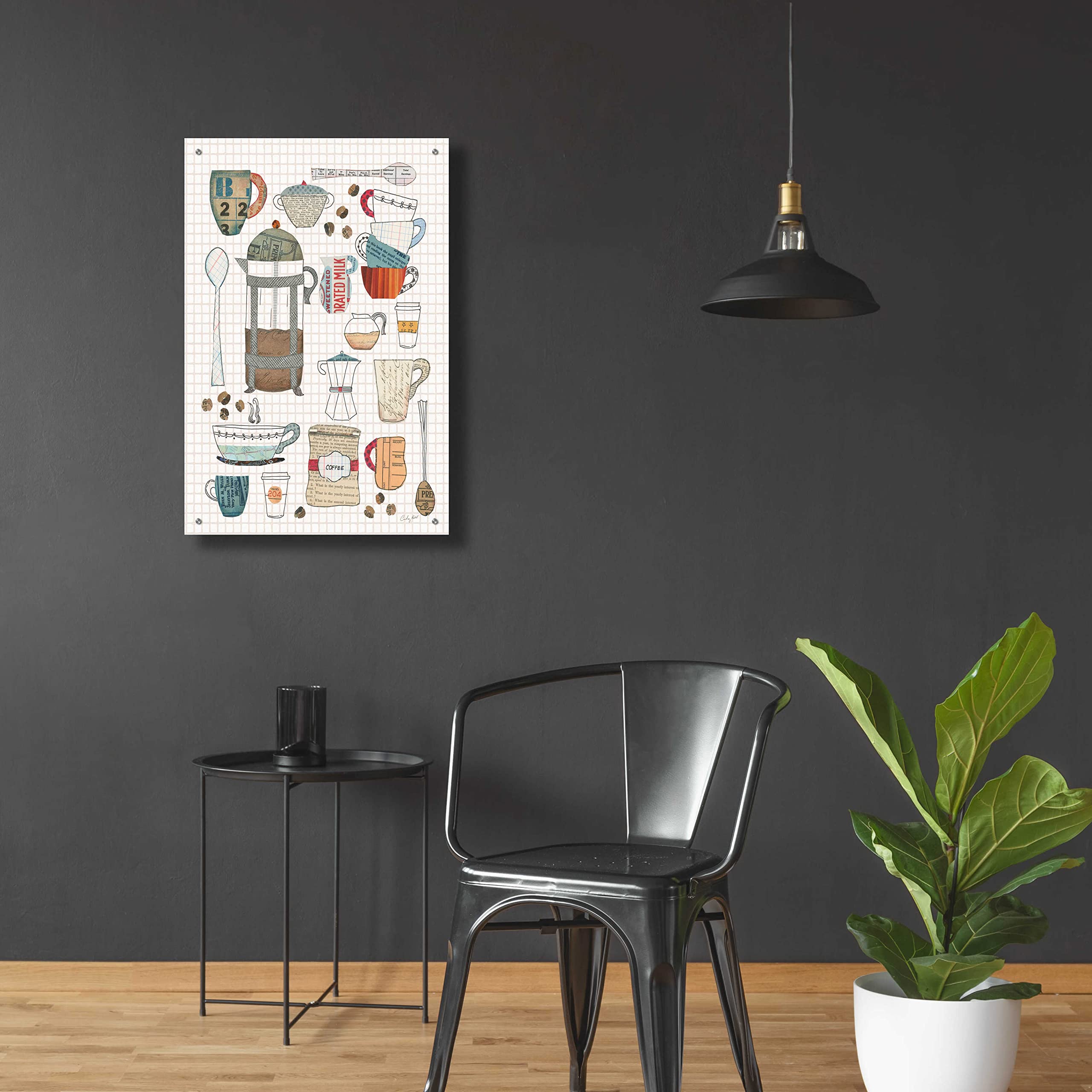 Epic Art 'Coffee Chart II v2 Gingham' by Courtney Prahl - 24x36 Inch Acrylic Glass Wall Art Painting - Modern Home & Office Decor for Living Room, Bedroom, Kitchen