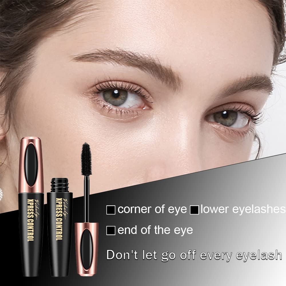 3 Pack 4D Silk Fiber Lash Mascara - Waterproof & Smudge-Proof Volumizing Mascara for Long, Thick Lashes | Black Lengthening Mascara for All-Day Wear | No Flaking or Clumping | Perfect for Daily Use, Special Occasions & Professional Makeup Looks