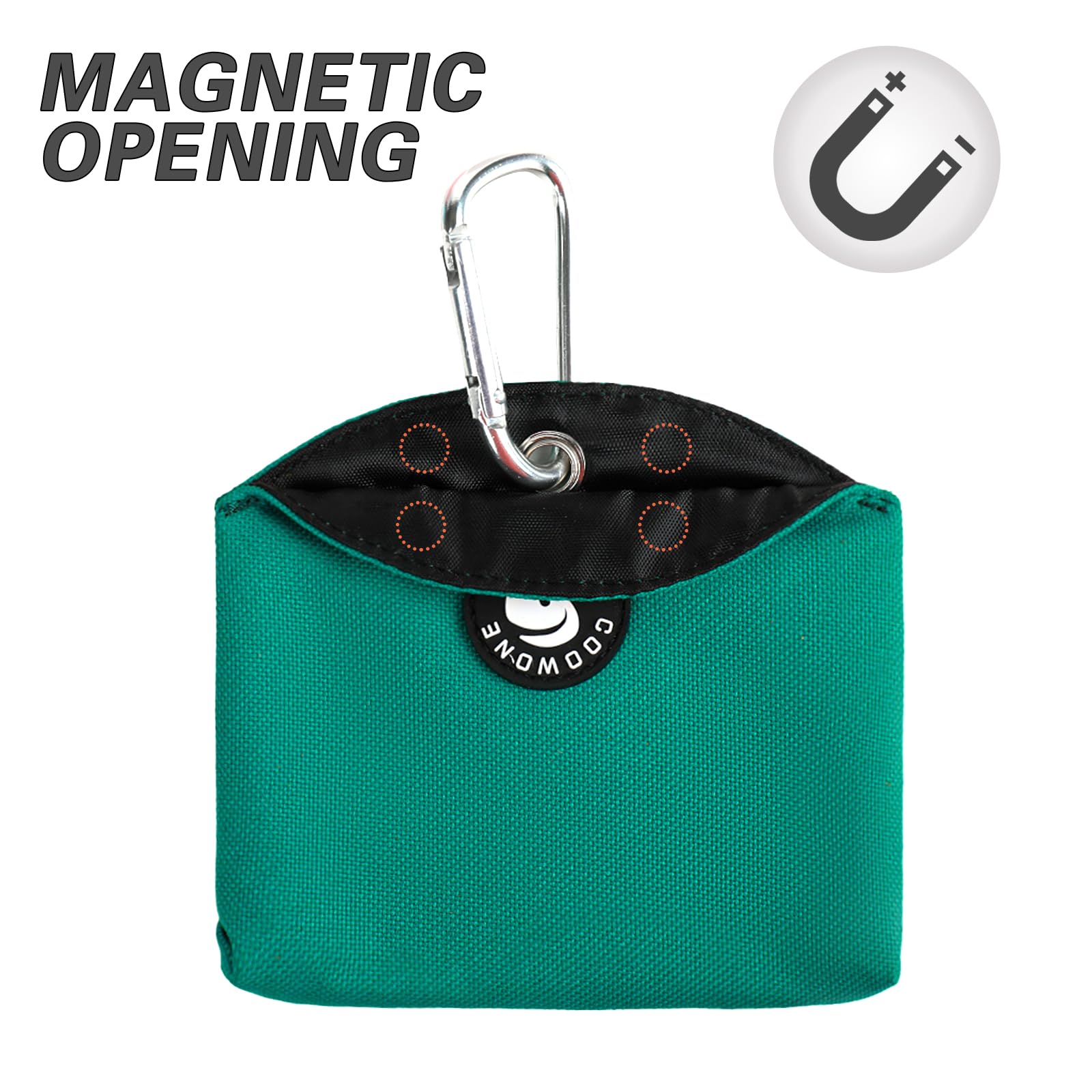 COOWONE Magnetic Dog Treat Pouch - Small Training Treat Bag with Clip, Hands-Free Pocket-Sized for Dog Walking & Obedience Training (Green) - Perfect for Pet Owners, Dog Walkers & Trainers