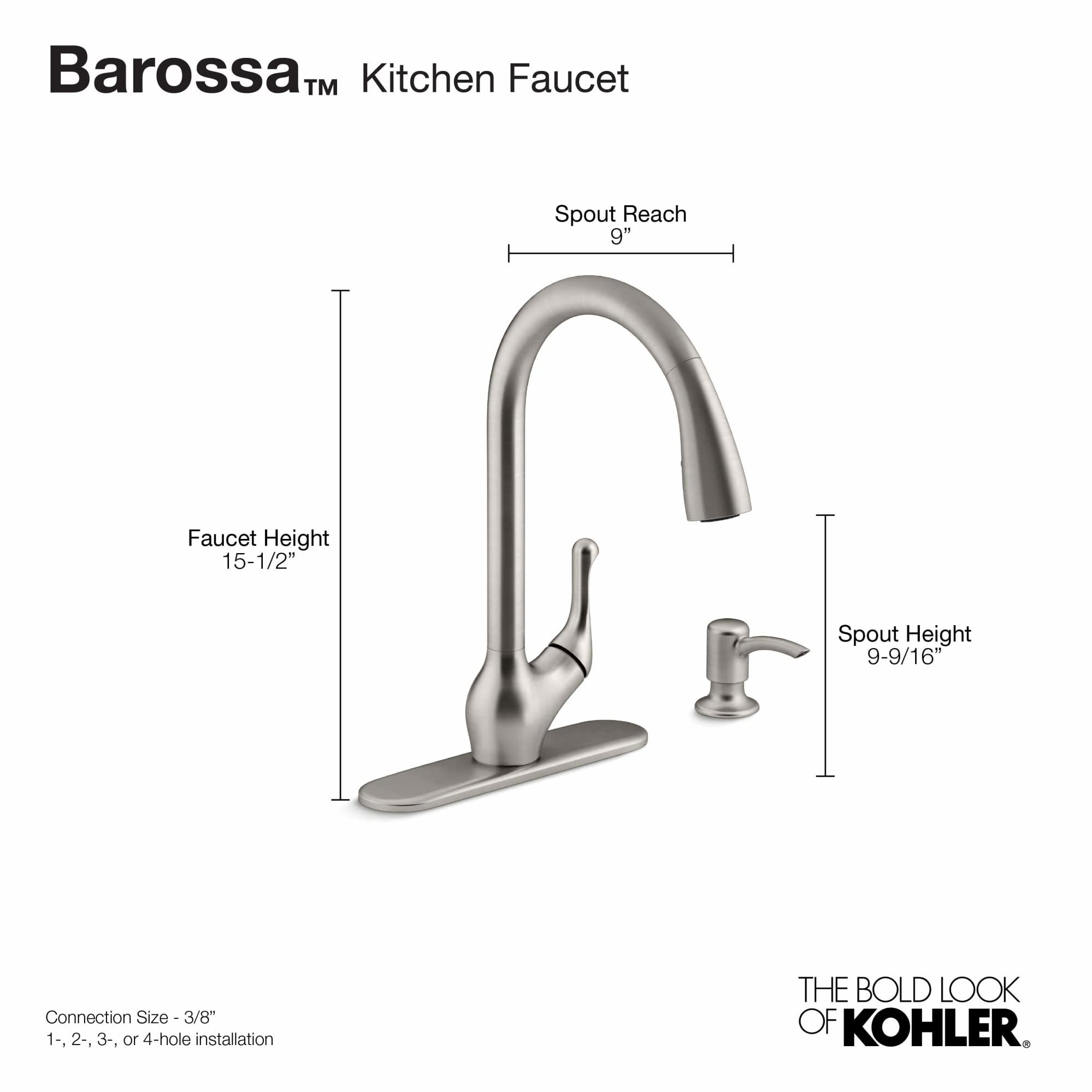BAROSSA® Pull Down Kitchen Faucet - High Arc Modern Stainless Steel Sink Faucet with Sprayer for Washing Dishes & Food Prep | Perfect for Home, Restaurant & RV Use