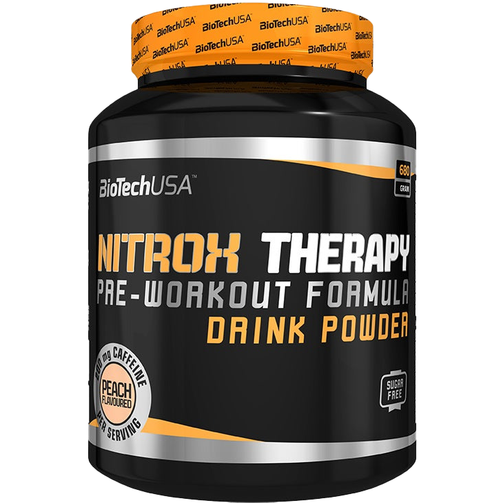 BioTechUSA Nitrox Therapy Pre-Workout Supplement - Blue Grape Flavor 680g | Muscle Energy Booster for Gym & Athletic Performance