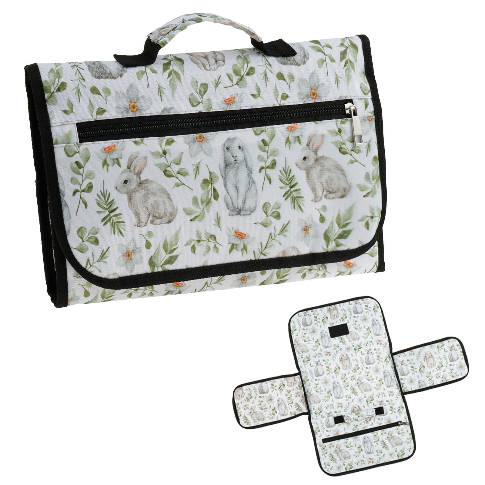 FALESOUL Portable Waterproof Baby Changing Pad - Lightweight Foldable Travel Diaper Mat with Wipes Pocket, Wipeable Mobile Changing Station for Newborns & Toddlers (Green) - Perfect for Nursery, Travel, On-the-Go Diaper Changes at Home, Park & Airplane