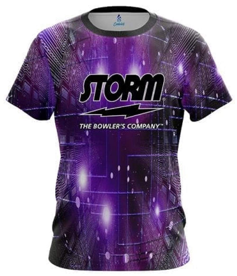 CoolWick Storm Motherboard Purple Bowling Jersey - Breathable Moisture-Wicking Performance Shirt for Bowling, Sports & Outdoor Activities