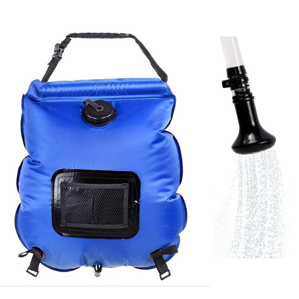 5-Gallon Solar Shower Bag - Portable Outdoor Camping Shower with Thermometer | 20L Water Capacity for Beach, Hiking & RV Trips