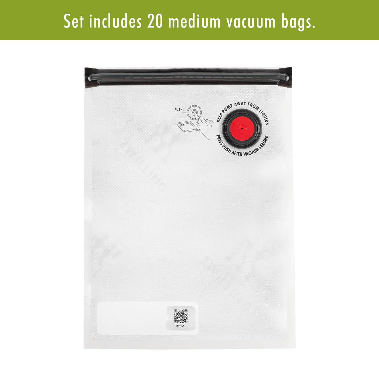 ZWILLING Fresh & Save 20-Piece Vacuum Sealer Bags Set - 1 Gallon Reusable Food Storage Bags for Meal Prep, Sous Vide & Snacks | Dishwasher Safe, BPA-Free (15x11.2x5.7