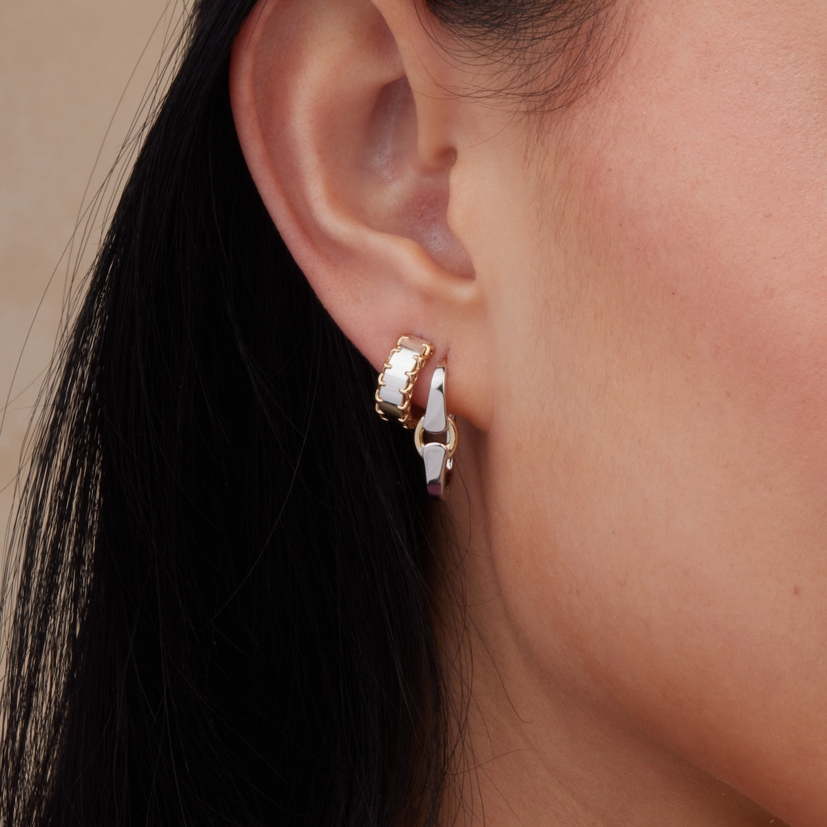 Mixed Metal Stitched Hoop Earrings for Women - Boho Chic Dangle Earrings for Everyday Wear & Special Occasions