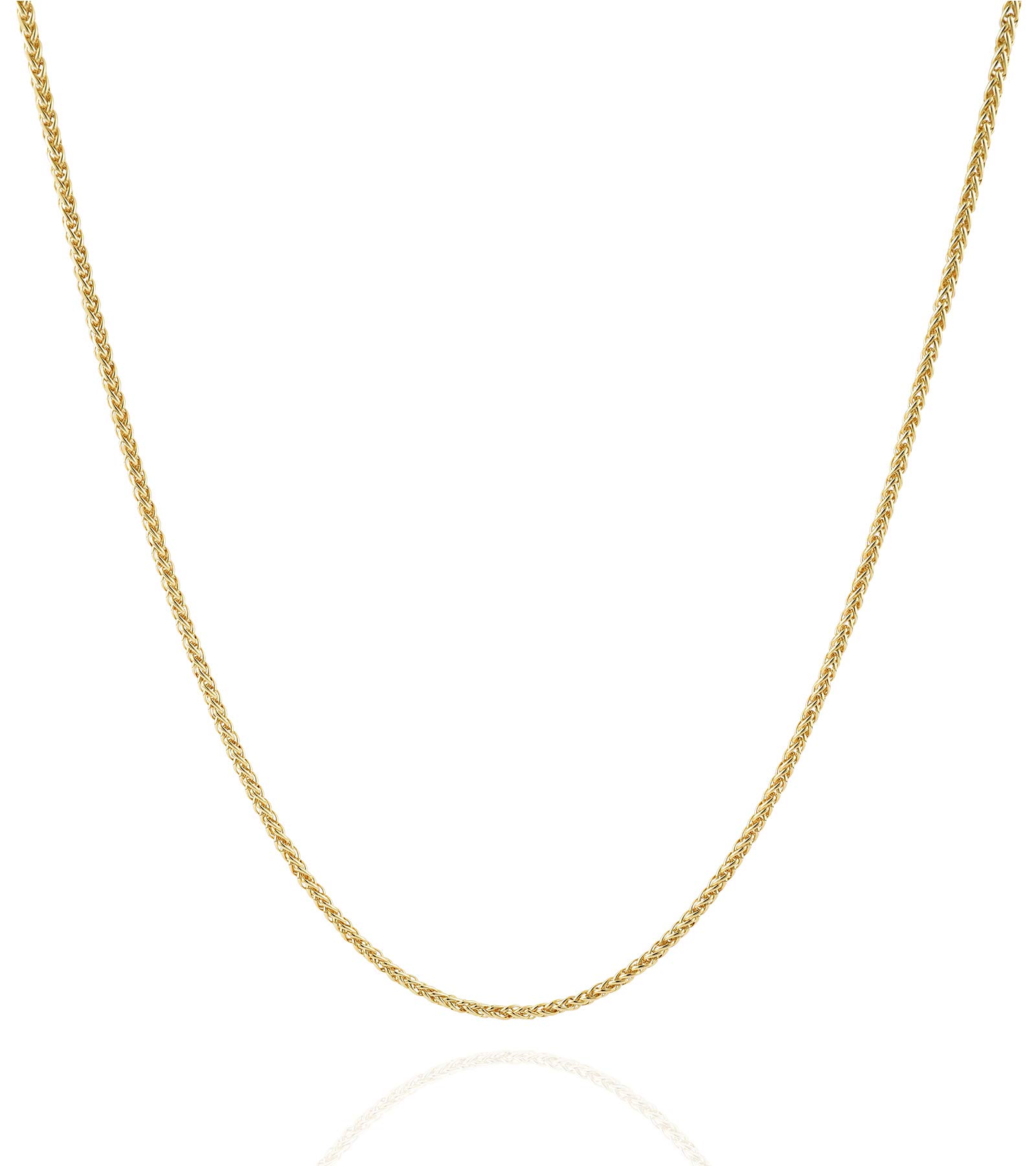 14K Solid Yellow Gold Filled Round Wheat/Palm Chain Necklace for Women & Men - 2.5mm & 3.2mm Sizes - Elegant Unisex Jewelry for Everyday Wear, Gifts & Special Occasions