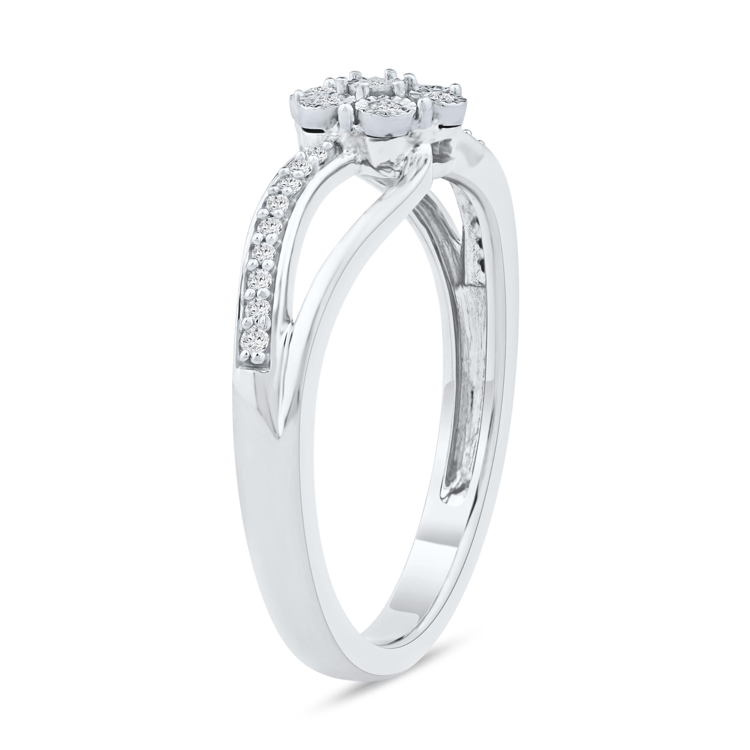DZON Sterling Silver 1/10 CT TDW Diamond Promise Ring for Women - Perfect for Anniversaries, Engagements & Romantic Gifts