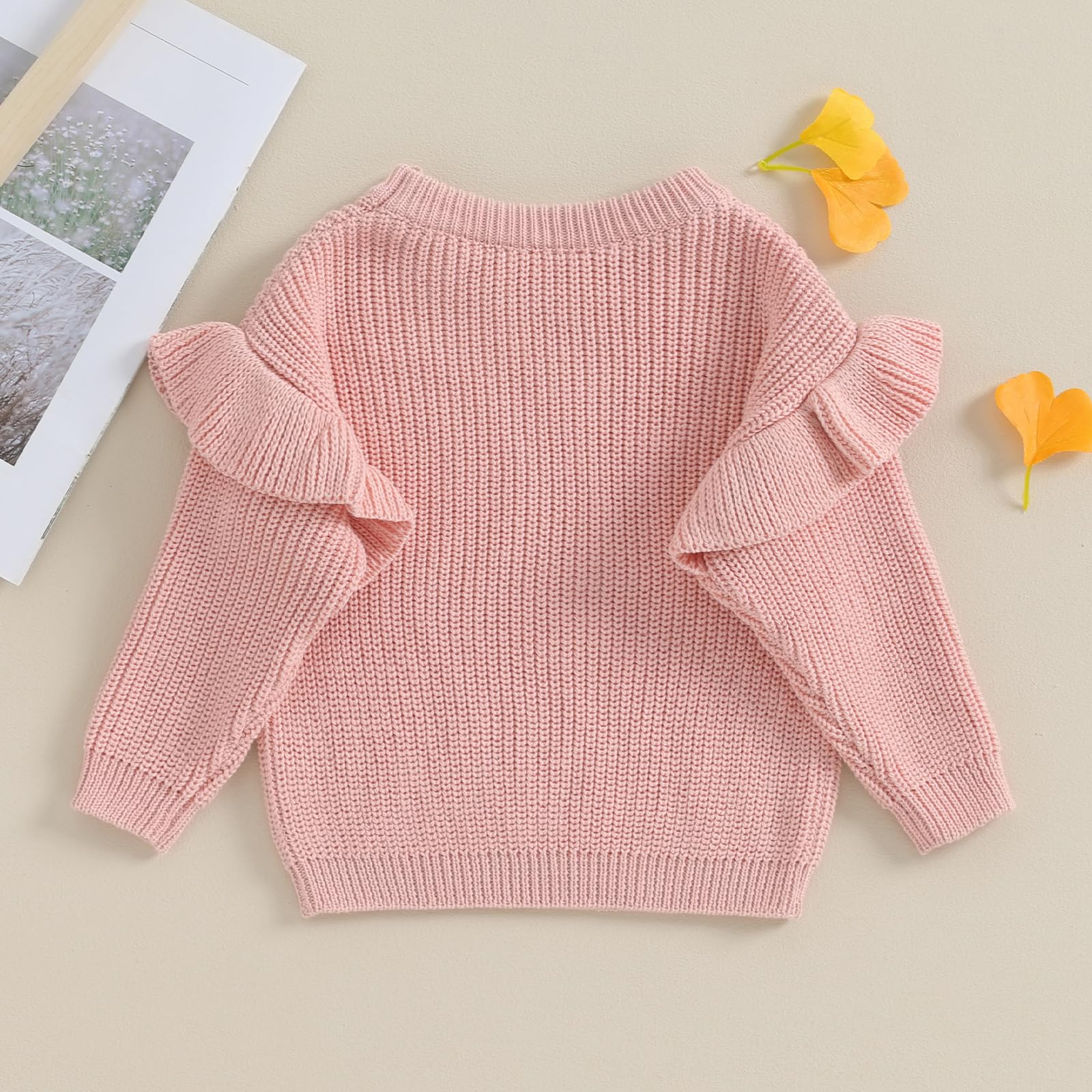 Adorable Baby Girl Winter Sweater - Soft Ruffle Pullover Long Sleeve Top for Toddlers & Newborns | Warm & Cozy Outfit for Holiday Photos, Christmas Gifts & Winter Playdates