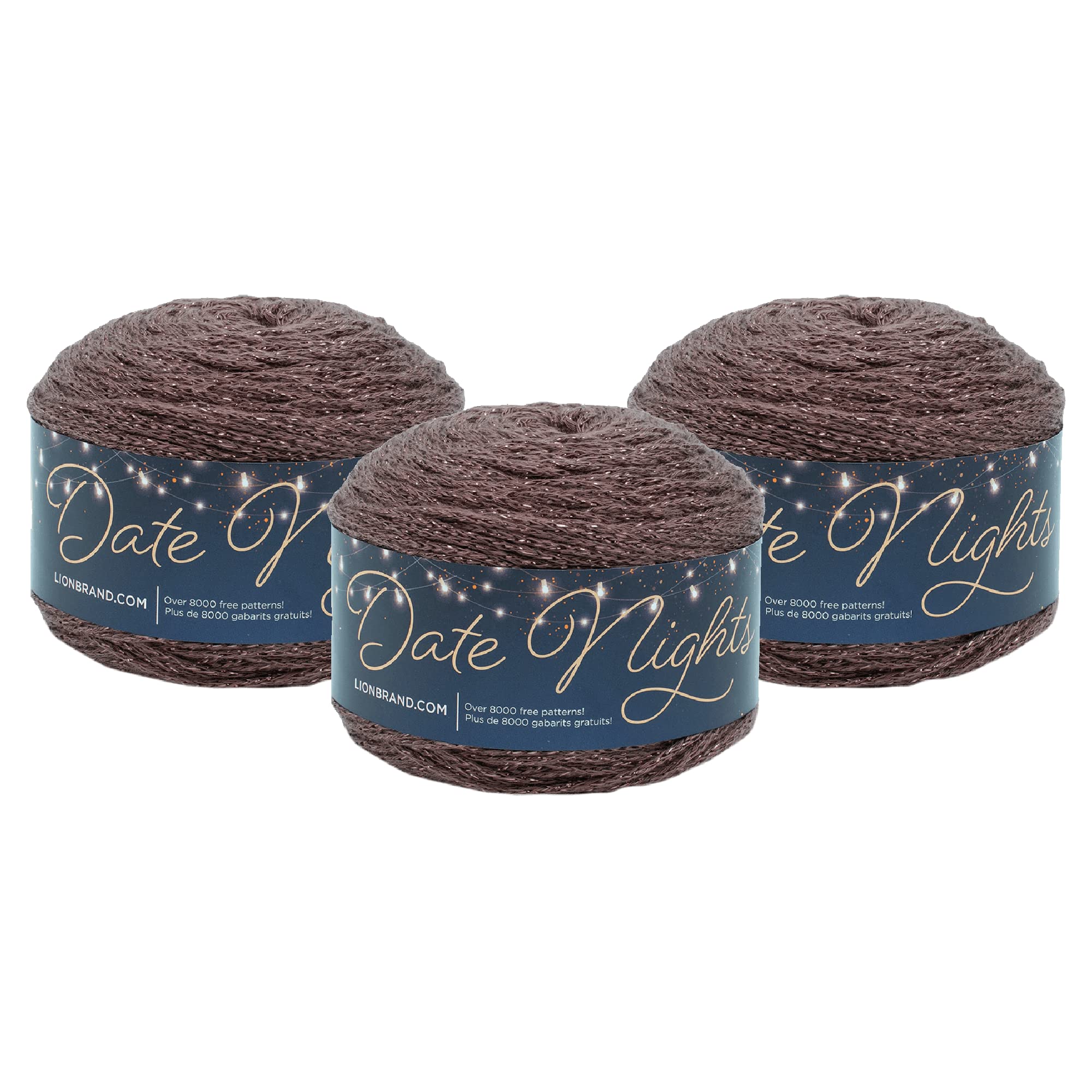 (3 Pack) Lion Brand Yarn Date Nights Yarn, Jasper - Soft & Durable Crochet Yarn for Scarves, Blankets & DIY Crafts - Perfect for Knitting & Crocheting Projects