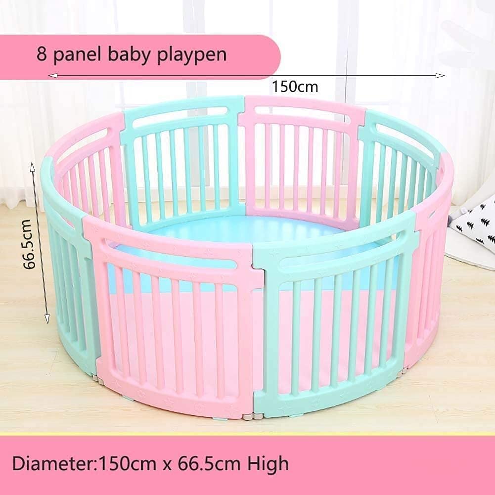 **Foldable Baby Playpen with 8 Activity Panels - Plastic Play Yard Fence & Room Divider for Kids - Safe Child Barrier Toy for Indoor & Outdoor Play**