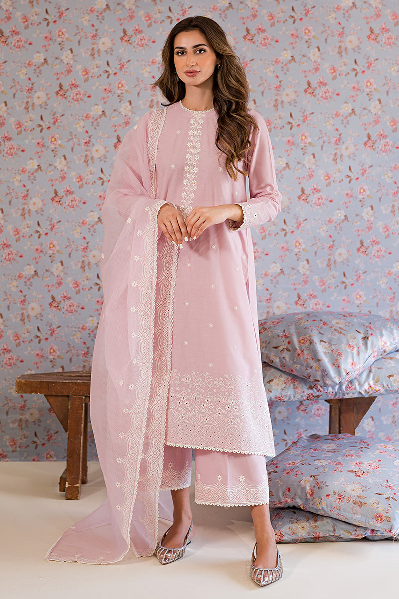 ICY PINK 3-Piece Embroidered Lawn Suit for Women - Elegant Summer Outfit for Weddings, Parties & Special Occasions