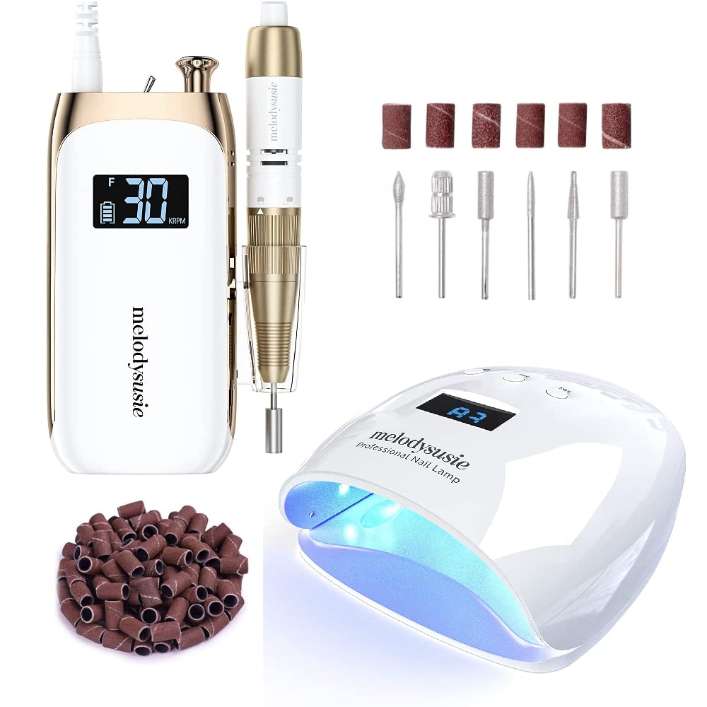 MelodySusie 54W Professional LED Nail Lamp with Jade Electric Nail File Kit - Perfect for Home Manicures, Salon Nail Art & Gel Polish Curing